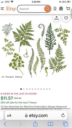 an iphone screen showing the price of plants and leaves on it's display shelf