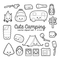 cute camping clipart set 1