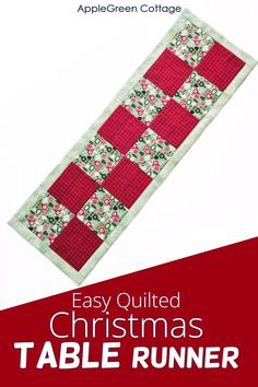 an easy quilted christmas table runner with the text, easy quilted christmas table runner