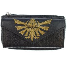 the legend of zelda wallet is black and gold