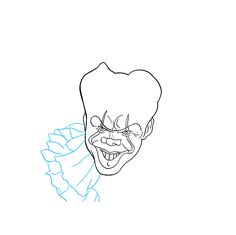 a drawing of the face of a man with an evil grin on it's face