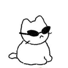 a drawing of a cat with sunglasses on it's face and the caption that says