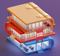 two books stacked on top of each other with the words book store in red, white and blue