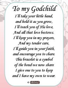 the poem to my godchild, i take your little hand and hold it as you grow