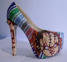 Chucky Face, Halloween Heels, Crazy Heels, Funny Shoes, Rhinestone Pumps, Punk Shoes, Ugly Shoes, Scary Faces