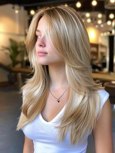 Disconnected Curtain Bangs, Layered Haircuts For Long Hair With Bangs, Low Maintenance Layers, Womens Haircuts Long, Brooke Hairstyles, Long Layered Haircuts For Thick Hair, Platinový Blond, Girls Haircut, Haircut 2024