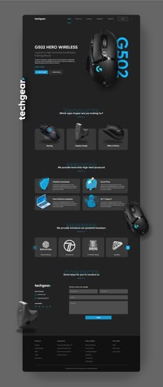 Techgear Landingpage - Design Freebies Gadgets Website Design, Website Design Dark Theme, Computer Website Design, Dark Theme Web Design, Dark Theme Landing Page, Website Theme Ideas, Ecommerce Web Design Layout Inspiration, Web Design Dark, Dark Website Design