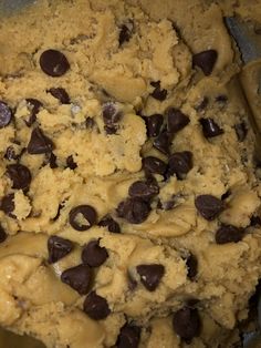 a cookie dough with chocolate chips in it