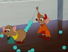 two cartoon mouses are playing with bubbles