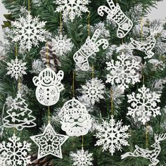 PRICES MAY VARY. ✔️【VALUABLE PACK】You will get 42pcs Christmas tree ornaments with 10 patterns, including Christmas tree, snowflake, stocking, snowman, star, reindeer and Santa. Each measuring approx 3"-4.3", sparkling hanging ornaments add a beautiful touch to your Christmas party. ✔️【PREMIUM MATERIAL】These white snowflake decorations were made of high-quality plastic and glitter powder, durable and reusable, store carefully and can be used for next year. ✔️【SPARKLING DESIGN】Each of our hanging Christmas Snowman Decorations, Winter Wonderland-party, Christmas Stocking Decorations, Silver Christmas Ornaments, Blue Christmas Ornaments, White Christmas Ornaments, Winter Wonderland Party, Winter Wonderland Christmas, Snowflake Decorations