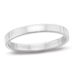 a plain wedding band in white gold