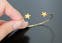 Gold Adjustable Two Stars Bangle Bracelet, 1 pc, S73188 Star Bangle, Gorgeous Bracelet, Earring Findings, Gorgeous Necklaces, Jump Rings, Jewelry Findings, Gold Plating, Bangle Bracelet, Bangle Bracelets