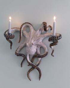 artist: Shayne Greco Deco Theme Marin, Octopus Candle Holder, Sculpture Art Clay, Tanah Liat, Ceramics Pottery Art, Clay Art Projects, Ceramics Ideas Pottery, Art Clay, Diy Clay Crafts