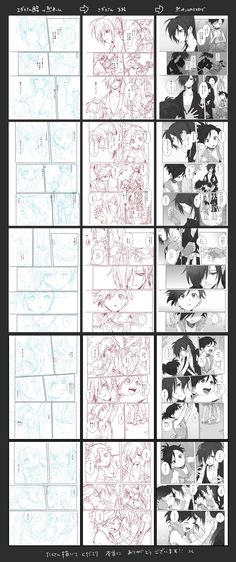 the storyboard shows how to draw anime characters