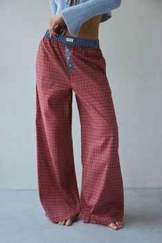 Out From Under Avril Boxer Pant Urban Outfitters Trousers, Kylie Christmas, Cool Pants, Australia Clothes, Boxer Pants, Female Shorts, Red Fits, Wishing Well, Type Of Pants