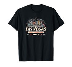 a black las vegas t - shirt with fireworks