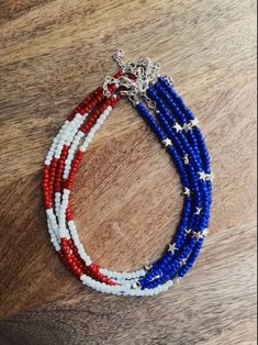 America Necklace, Red White and Blue, 'merica, Seed Bead - Etsy Red White And Blue Jewelry Diy, Red White And Blue Necklace, Red White And Blue Jewelry, Adjustable Colorful Beaded Jewelry For 4th Of July, Red Patriotic Necklace For 4th Of July, Adjustable Patriotic Red Necklace, Patriotic Blue Jewelry With Colorful Beads, Patriotic Blue Round Bead Jewelry, Patriotic Blue Beaded Necklaces