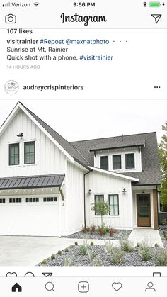 the instagram page on instagram shows an image of a white house with black shutters