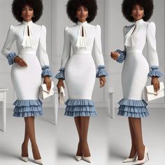 How is your week going? Which is your favorite #bossladyvibes outfit. #workfashion #officechic #fashionstyle #stylishlook Africa Attire, Elegant Wedding Dress Ballgown, Corporate Gowns, Corporate Attire Women, Dinner Dresses, African Party Dresses, Church Attire, Color Combos Outfit, Church Outfit