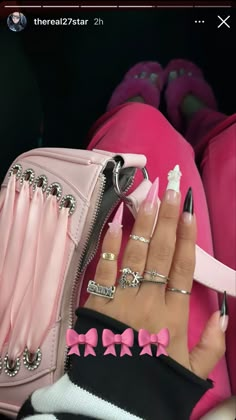 Pink Black Nails, Simple Acrylic Nails, Exotic Nails, Unique Acrylic Nails, Kawaii Nails, Nails Pink, Dream Nails