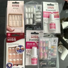 Kiss /Etc Fashion Nails New (6 Pkgs) Short, Medium, And Long. Nudes And Light Pink As Shown Home Salon, Nail Brushes, Kiss Makeup, Nail Kit, Laundry Detergent, Glue On Nails, Natural Nails, Fashion Nails, Kiss