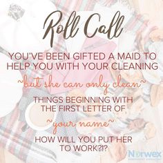 a pile of clothes on top of a wooden floor with text that reads, roll call you've been gifted a maid to help you with your cleaning