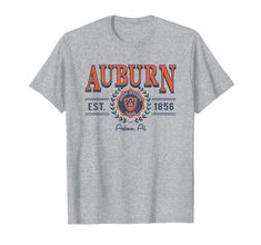 the auburn t - shirt in grey with an orange and blue design