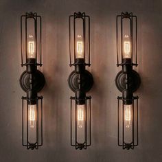 Fixture Height:4" (11 cm) Fixture Width:22" (56 cm) Vintage Sconce Lighting Barn Wall Light Fixture Wire Cage Vanity Lamp Wall Lamp Light Information Category:Wall Sconces Usage:Indoor Lighting,Hallway Shade Shape:Cage Dimensions Fixture Height:4" (11 cm) Fixture Width:22" (56 cm) Bulb Information Bulb Type:LED/CFL/Incandescent Bulb Base:E26/E27 Bulb Included Or Not:Bulb Not Included Number Of Lights:2 Wattage Per Bulb:Max 40W Others Shade Color:Black Type:Bowtie Shade Material:Metal Finish:Blac Bedside Wall Lamp, Iron Wall Sconces, Youth Room, Pipe Lighting, Wall Lights Bedroom, Wall Mounted Lamps, Industrial Wall Lights, Wall Lamps Bedroom, Industrial Wall