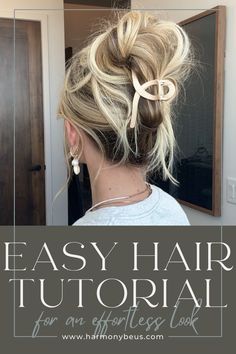 Grab a claw clip for this easy hair updo that is perfect medium and long hair lengths! These simple steps will help you achieve this effortless look! Easy Up So Long Hair, Easy All Up Hairstyles For Medium Hair, Updos For Long Hair Claw Clip, Quick Cute Hairstyles Claw Clip, Easy Ways To Wear Long Hair Up, How To Hair Claw Clip, Styling A Claw Clip, Using A Claw Clip For Long Hair, Using Hair Clips For Long Hair