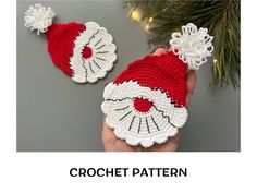 crochet christmas ornament with hand holding it