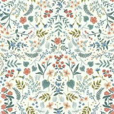 Wildwood Wallpaper Wildwood Wallpaper, Coral Wallpaper, York Wallpaper, Bold Wallpaper, York Wallcoverings, Bohemian Floral, Botanical Drawings, Botanical Pattern, Old Wallpaper