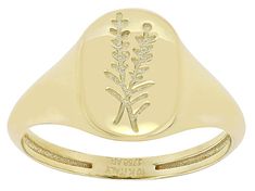 10k Yellow Gold Olive Branch Signet Ring. Measures approximately 7/16 of an inch in width and is not sizable. Olive Branch, Signet Ring, Yellow Gold, Ring, Yellow, Gold