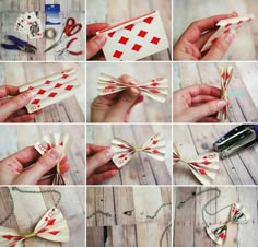 how to make an origami bow with scissors and paper strips on the side