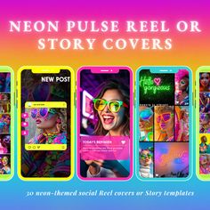 the neon - hued image is featured in this screenshote for story covers