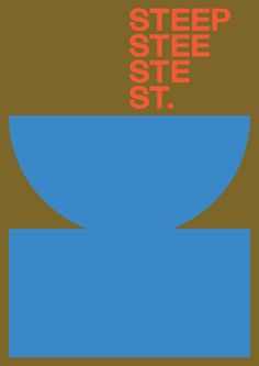 an image of a blue bowl with the words step steep st in red on it