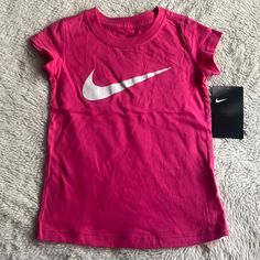 New Pink Nike Girl Tee Nike Girl, Pink Nike, Nikes Girl, Dri Fit Shirt, Pink Nikes, Sleeveless Pullover, Nike Pink, Nike Tees, Girls Tees