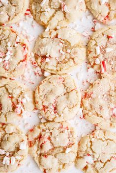 peppermint white chocolate chip cookies with crushed candy canes