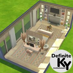 Functional in gameplay. Download from Patreon or EA gallery #DefiniteKY Girls Apartment, House Floor Design, Sims 4 House Design, Casas The Sims 4, Sims Building, Sims House Plans