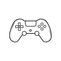 a black and white line drawing of a video game controller with two buttons on each side