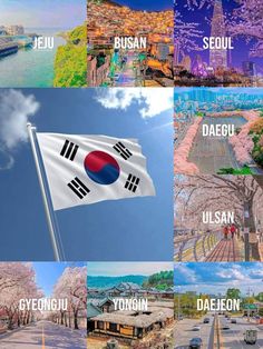 the flags of different countries are depicted in this collage with captions from each country