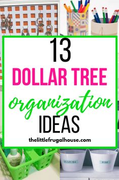 dollar tree organization ideas with text overlay