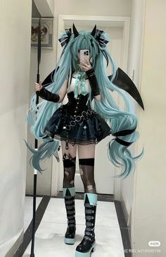 Cosplay Ideas For Halloween, Miku Inspired Outfits, Harshness Miku, Cute Cosplay Outfits, Hatsune Miku Wig, Cool Cosplays, Hatsune Miku Aesthetic, Cosplayer Aesthetic, Halloween Miku