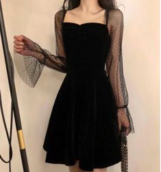 Elegant Mini Dress, 파티 드레스, Elegant Feminine, Lace Dress With Sleeves, Women Long Sleeve Dress, Black Short Dress, Hoco Dresses, Chic Woman, Look Fashion