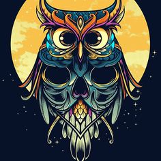 an owl is sitting in front of the moon