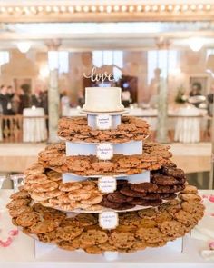 Alternative Cake Ideas for weddings Wedding Cookie Display, Wedding Dessert Display, Cookie Tower, Dessert Display Wedding, Cookie Display, Wedding Cookie, Wedding Cake Alternatives, Cookie Table, Traditional Wedding Cake