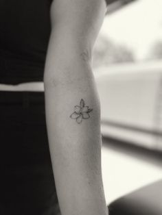 Fine line detail plumeria tattoo