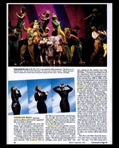 an article in the news with pictures of dancers on stage and behind it are photos of people dancing