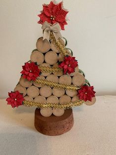 a christmas tree made out of wine corks