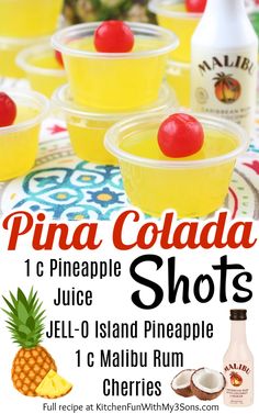 the pineapple shots are ready to be served