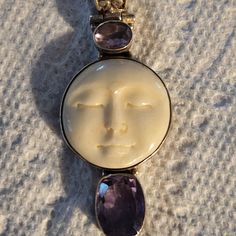 Stunning Vintage Moon Goddess Carved Face Amethyst Pendant 2-3/4" X 1" 13.1 Grams All My Items Listed Come From My Personal Collection. Downsizing For Space Holidays Are Fast Approaching! Have Questions Please Ask. In Order To Preserve The Original Vintage/Antique Integrity Of My Items, I Do Not Polish Them. Most Items Can Be Polished By A Professional Jeweler In Order To Achieve A Brilliant Shine, But Many Customers Prefer The Original Luster Of An Unpolished Piece. My Cleaning Process Is Simply Using Warm Water And Liquid Dish Soap To Disinfect. Vintage Moon, Liquid Dish Soap, Moon Goddess, Amethyst Pendant, Warm Water, Vintage Antiques, Dish Soap, Amethyst, Soap